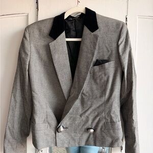 Versace Gray and Black Double-Breasted Blazer